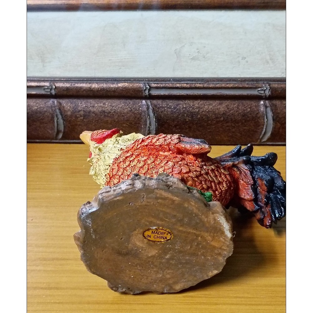 Colorful Resin Crowing Rooster Figurine Farmhouse Decor Rustic Chicken Statue - Picture 4 of 6
